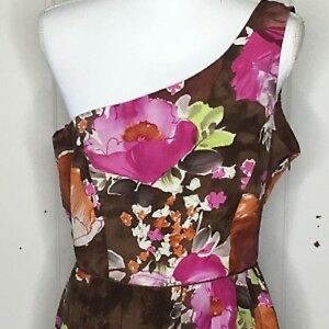 🌺SALE🌺Brown floral one shoulder dress